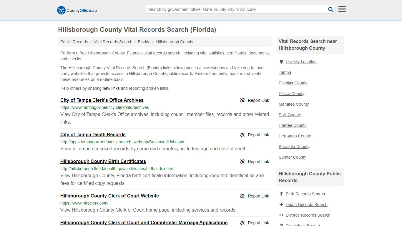 Vital Records Search - Hillsborough County, FL (Birth, Death, Marriage ...